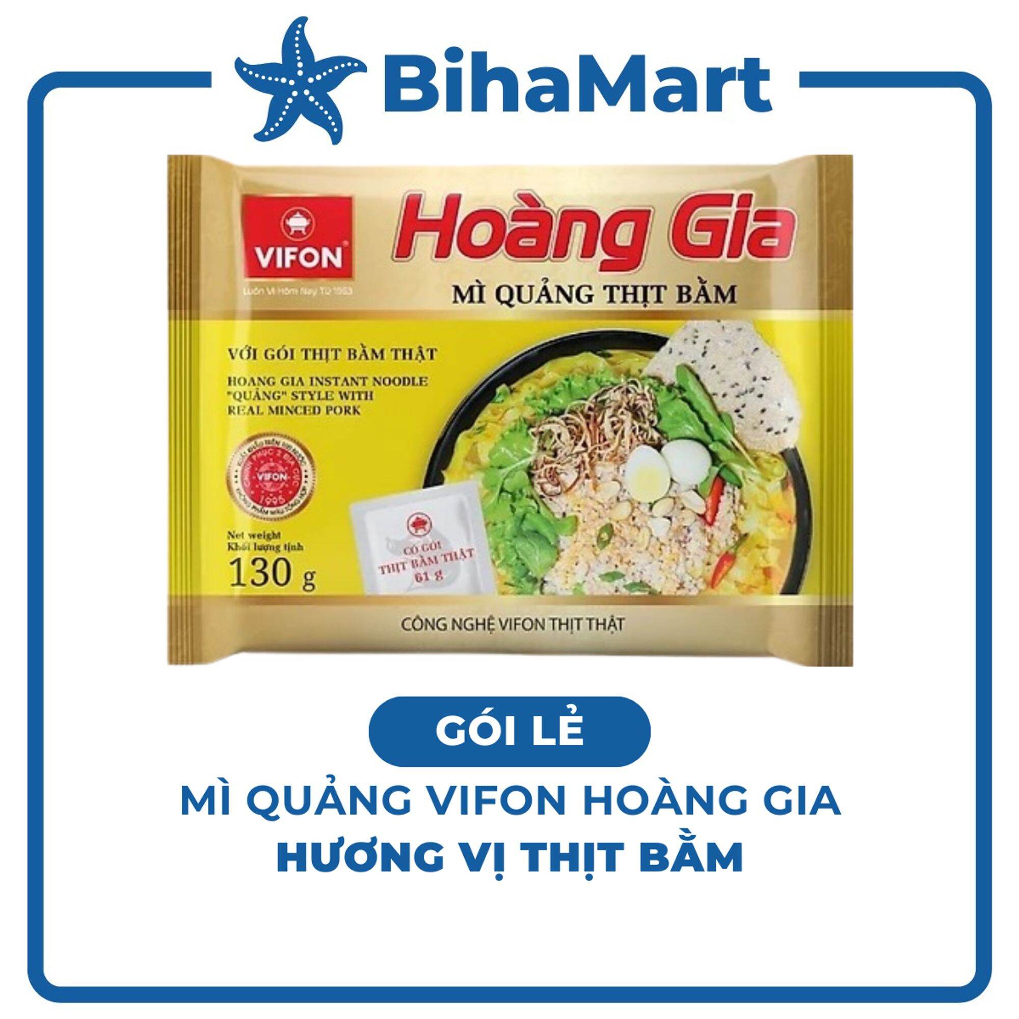 [GÓI LẺ] - VIFON - Mì Hoàng Gia vị Mì Quảng Thịt Bằm (có thịt thật) (130g/gói) - Mì quảng gói Vifon,