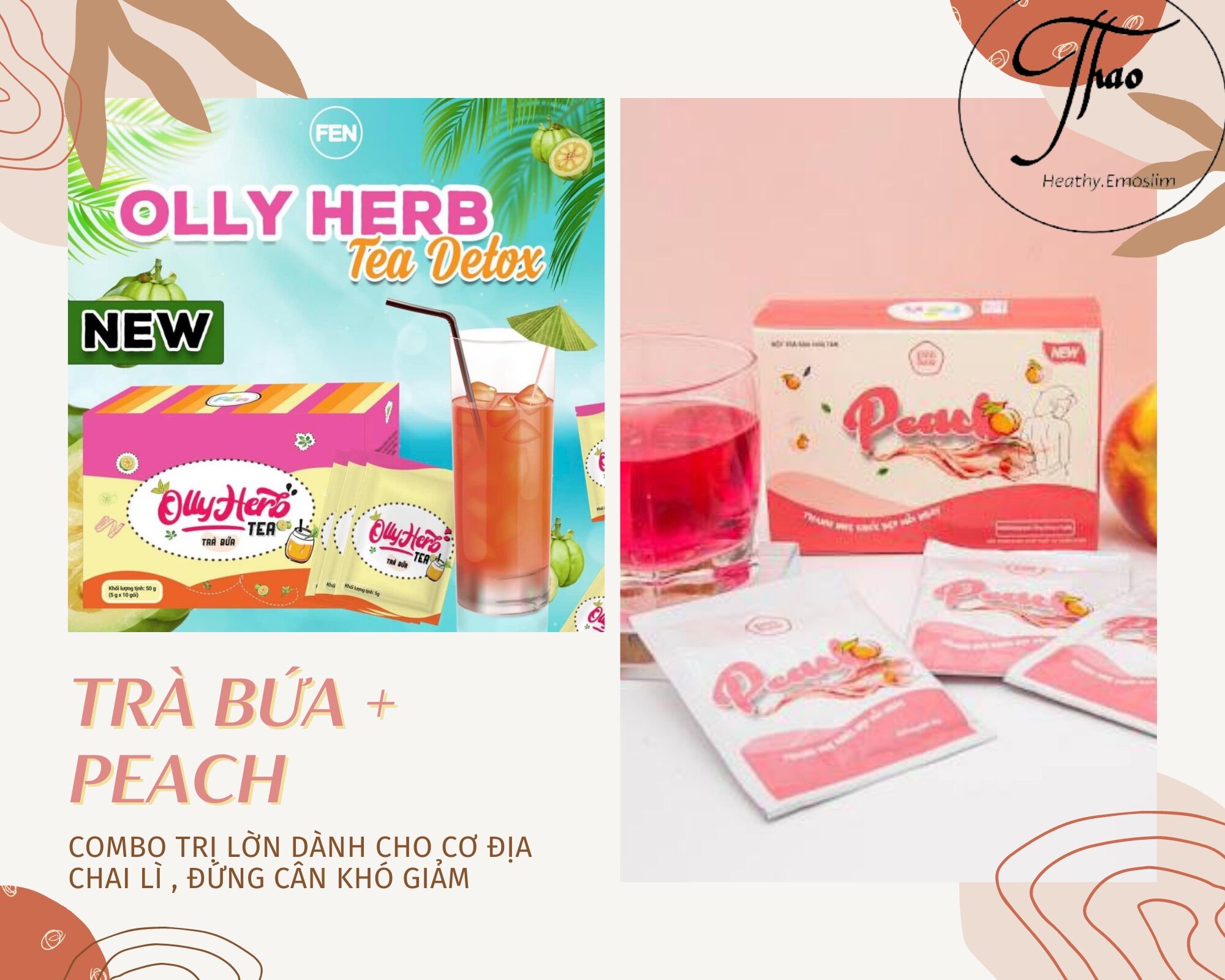 (Tặng Chai + Freeship) COMBO NƯỚC TRÁI CÂY EMOSLIM + TRÀ BÍ ĐAO