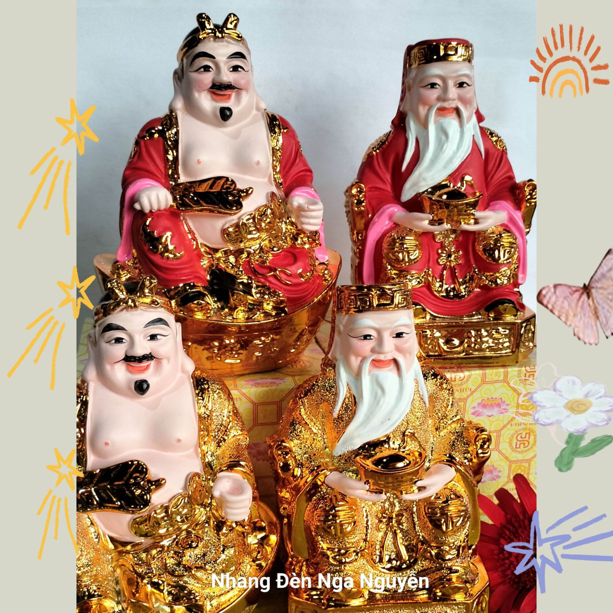 Tượng Thần Tài Thổ Địa màu đỏ nhiều size