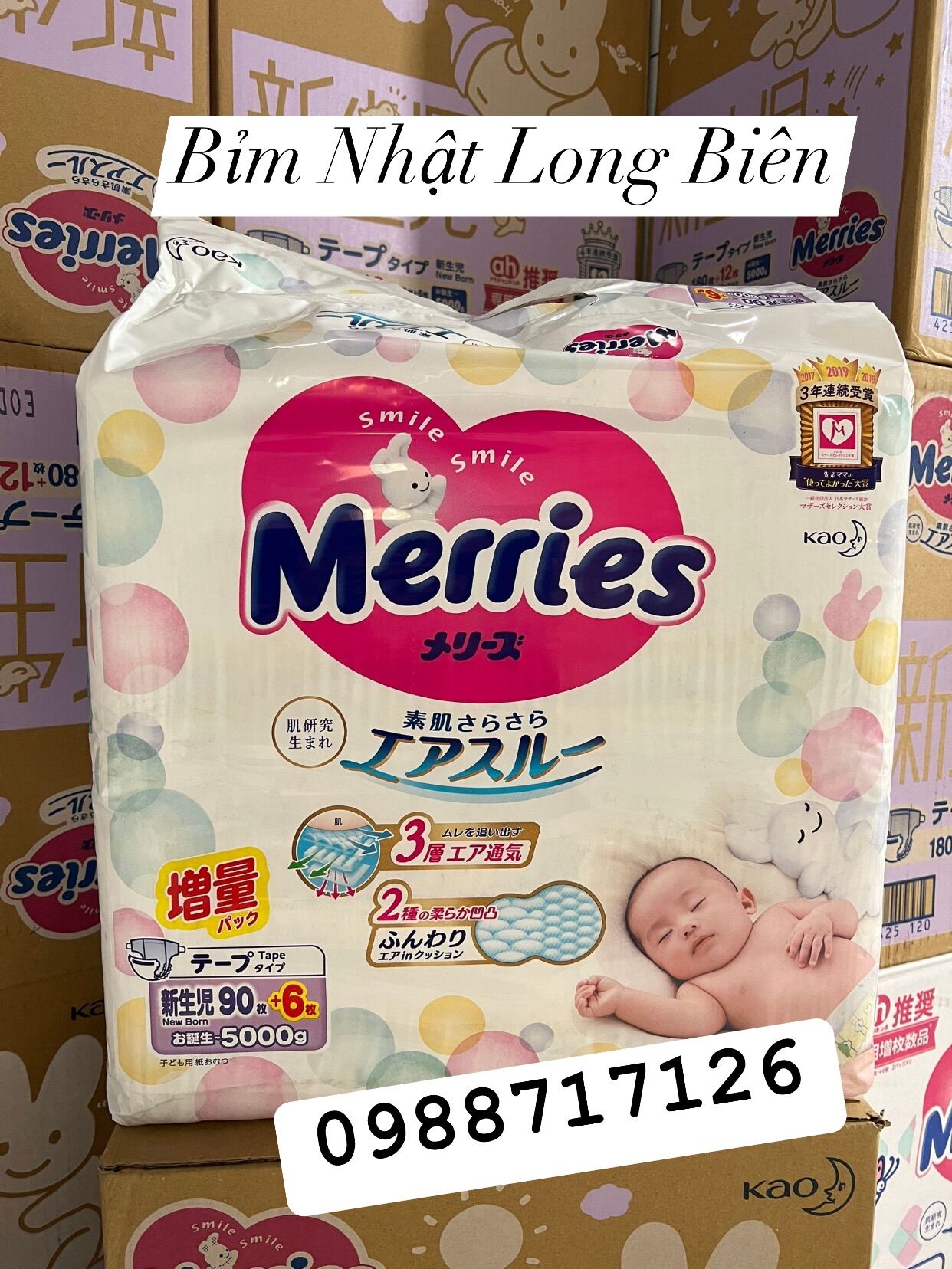 Bỉm merries nội địa nhật tã dán/ quần nb90+6/s82+6/m64+4/l58+4/l44+6/m58+6/l44+6/xl38+6/xxl26+2