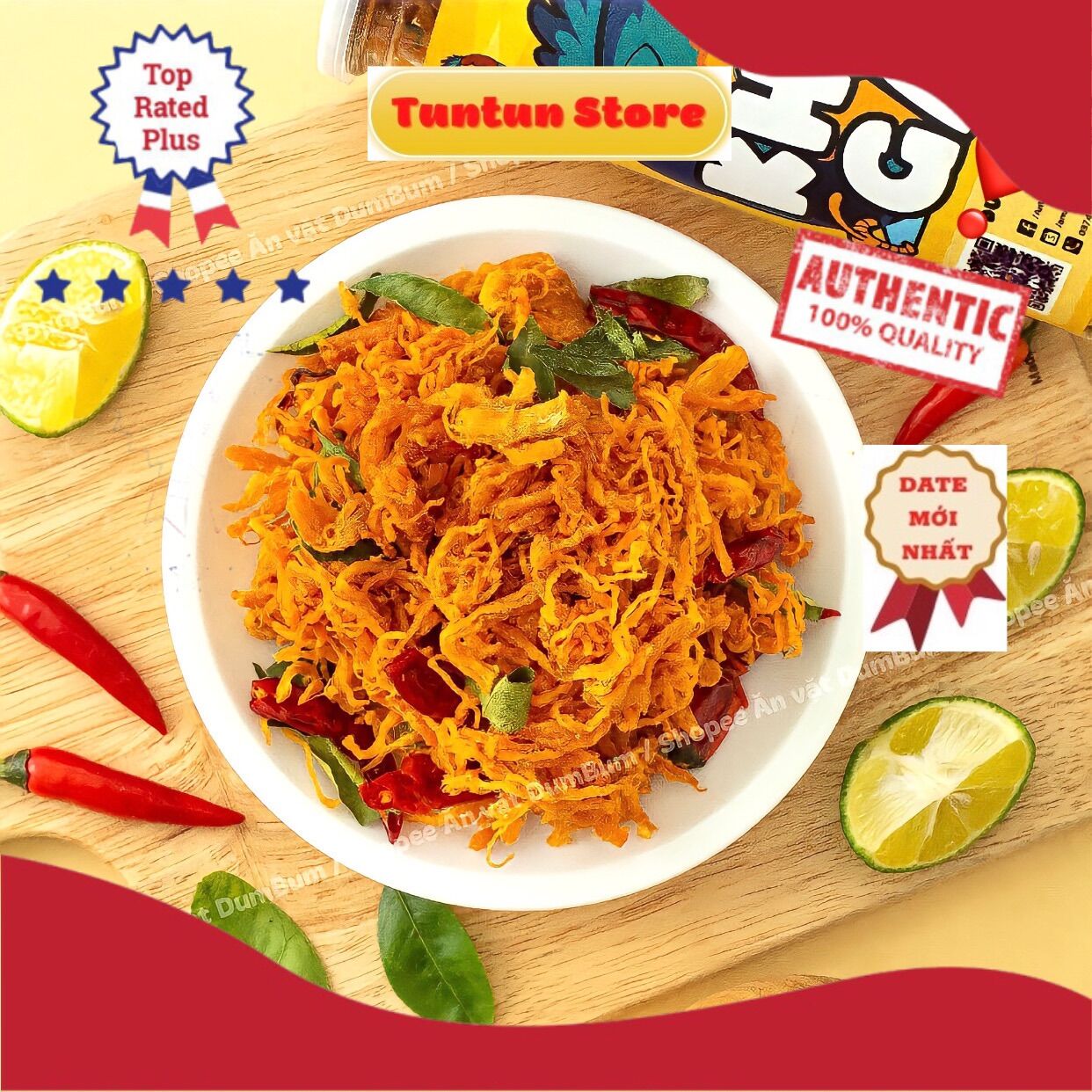 Gà khô lá chanh Tuntun store vừa ngon vừa rẻ,khô gà cay đồ ăn vặt ngon hũ 300g
