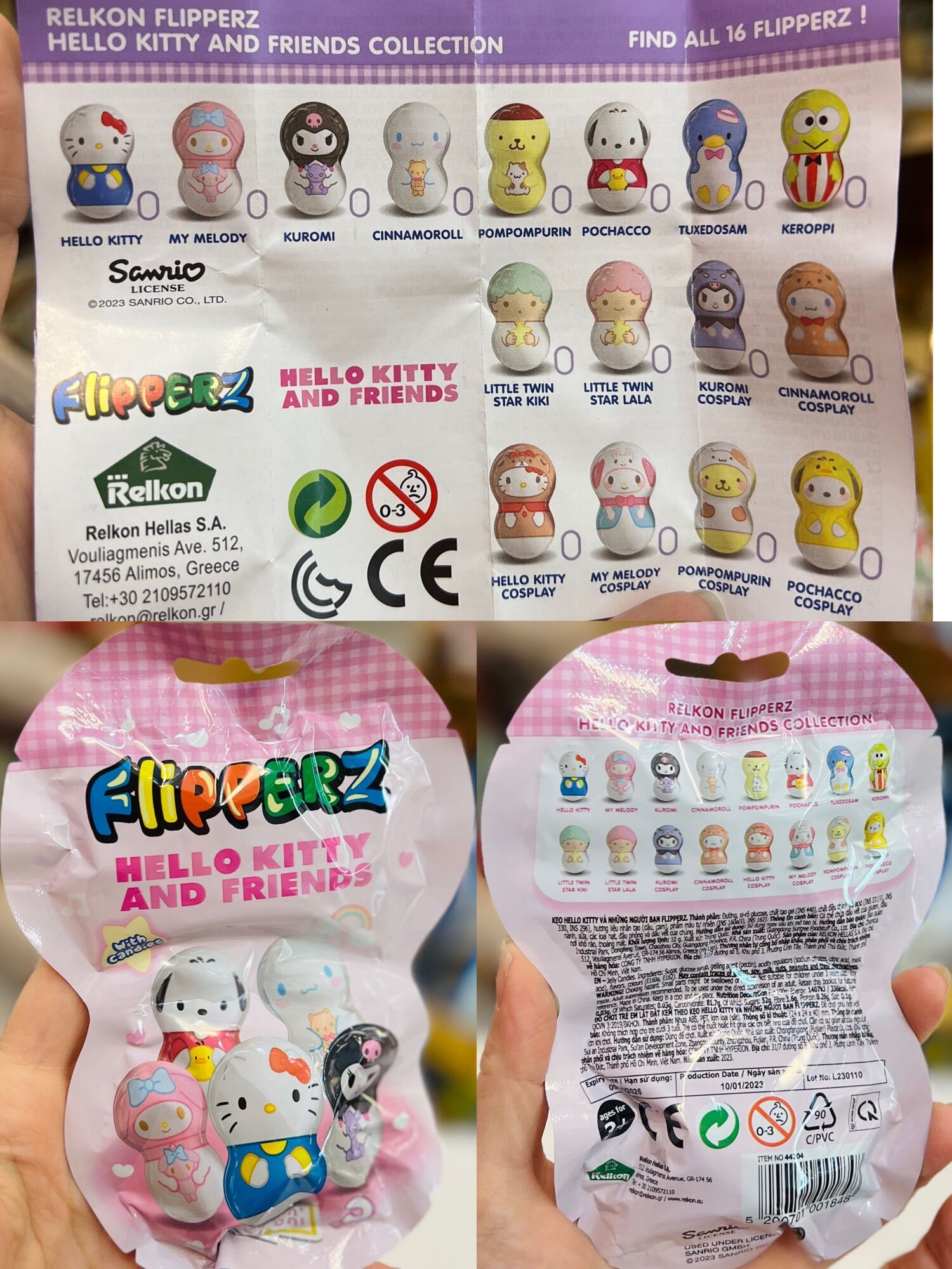 Kẹo Đồ Chơi Lật Đật Hello Kitty & Friends Flipperz