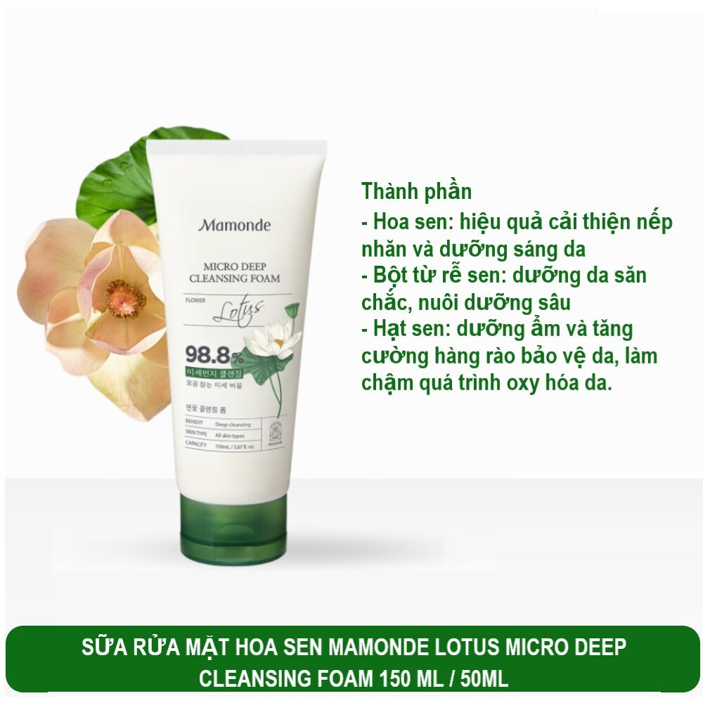 Sữa rửa mặt Mamonde Lotus Micro Deep Cleansing Foam