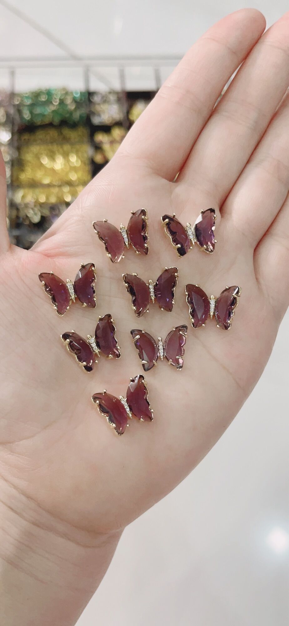 Charm Bướm đính móng tay nail đá pha lê trong suốt