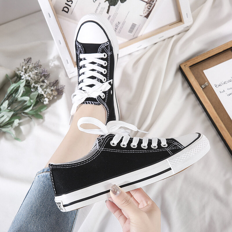 Giày Nam Mùa Thu Giày Vải Bố Cổ Cao Mẫu Mới Giày Vải Học Sinh Phong Cách Hàn Nam Nữ Giày Sành Điệu Màu Đen Giày Đế Bằng Thường Ngày Trào Lưu