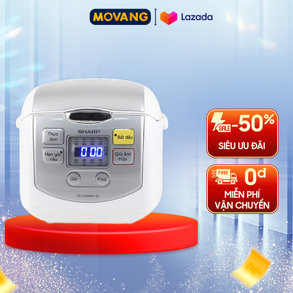 - nồi cơm điện tử sharp ks-com08v-sl 0.72 lít 0.72 lít - hợp kim nhôm phủ chống dính - công suất 450w - loại nắp nắp gài - công nghệ nấu 2d toả nhiệt từ 2 hướng