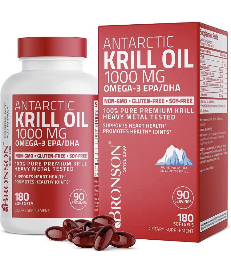 Dầu nhuyễn thể bronson antarctic krill oil 1000 mg 60v/120 viên usa
