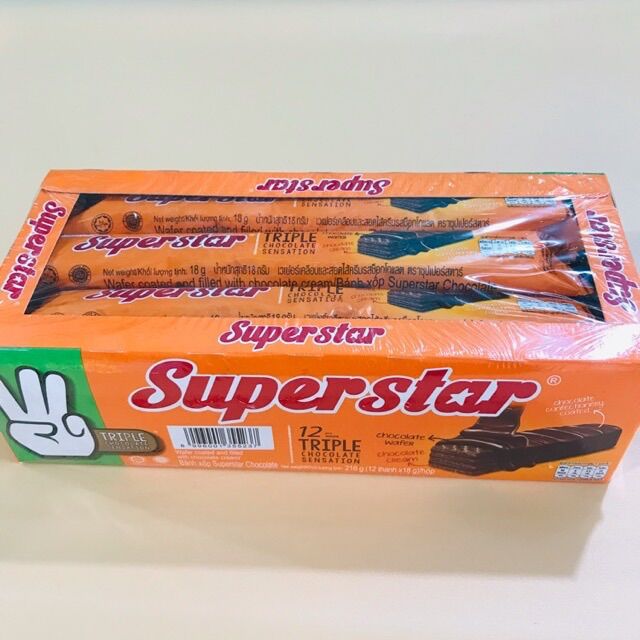 COMBO 12 CÁI BÁNH XỐP PHỦ SOCOLA SUPERSTAR