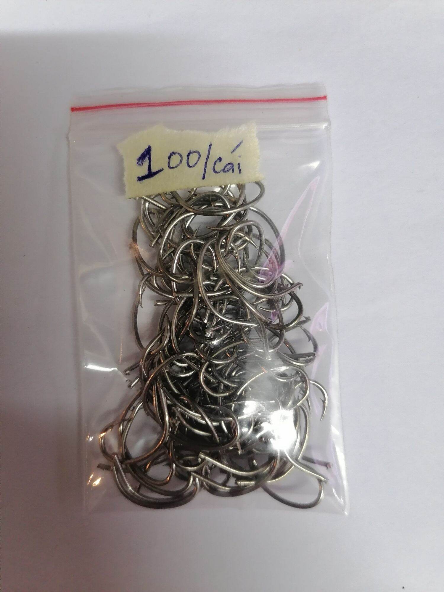 100 Lưỡi câu cấm cá lóc, cá trê INOX TRẮNG (Rọng lưỡi hình mài ốc)