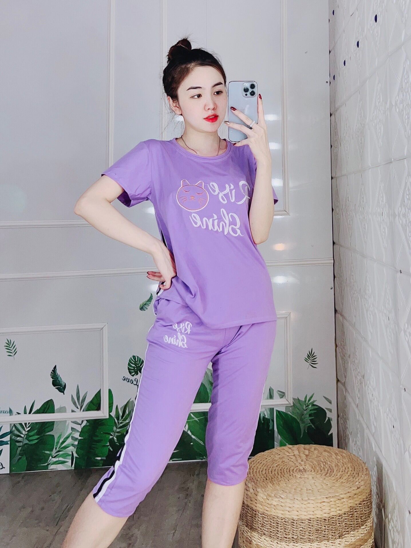 Đồ bộ nữ mặc nhà bộ đồ thun lửng đồ bộ thun cotton bigsize mặc nhà dễ thương