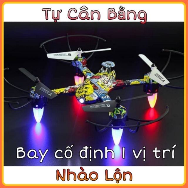 Flycam Máy bay rằn ri tự động cân bằng-biểu diễn nhào lộn-máy bay đồ chơi trẻ em- có cổng gắn camera