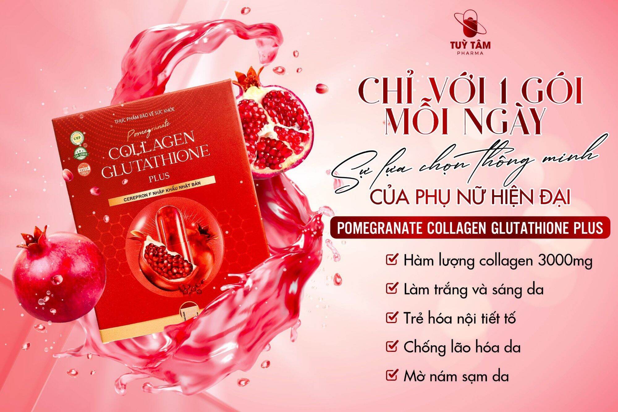 MẪU MỚI - Collagen Glutathione Lựu Đỏ