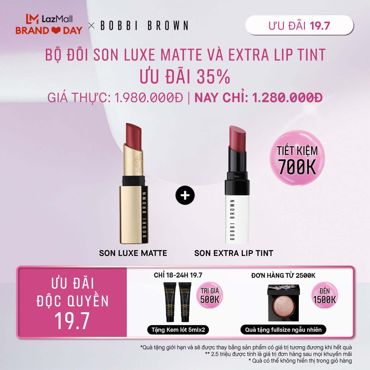 Bobbi Brown - Bộ 2 món: Son Bobbi Brown Luxe Matte, Son dưỡng có màu Bobbi Brown Extra Lip Tint / Son dưỡng môi có màu chứa dầu ô liu, dầu jojoba giúp dưỡng ẩm tức thì – sản phẩm trang điểm bán chạy