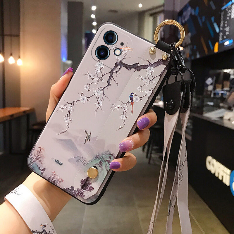 Ốp Điện Thoại Thích Hợp Dùng Cho Iphone 15/14 Ốp Mềm Silicon Iphone 12 Mẫu Nữ 13 Dây Đeo Cổ Tay 11Pro/XS Max X Bọc Toàn Bộ XR Chống Rơi 7 Mẫu Mới 8 Giá Đỡ 6S Plus Có Dây Đeo 6P Treo Cổ