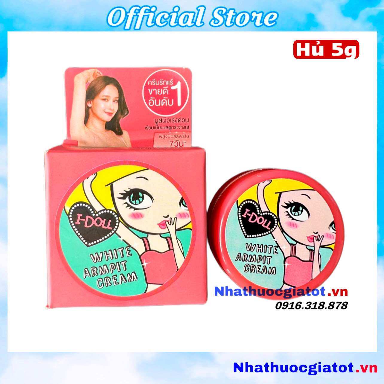 Kem thâm nách idoll white armpit cream giảm thâm, trắng mịn, khử mùi hôi, nách, bẹn, khủy tay, đầu gối chính hãng