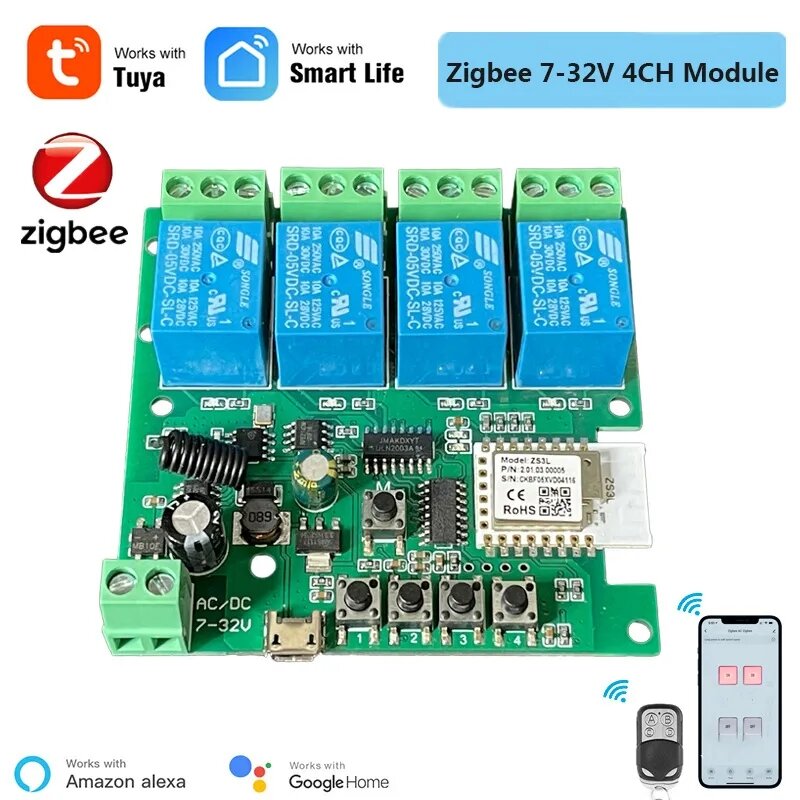 Rơ le (relay) wifi app Tuya/ Smartlife kết hợp RF433 nhấn nhả nhấn giữ tùy chỉnh thời gian trễ, hẹn giờ tự động