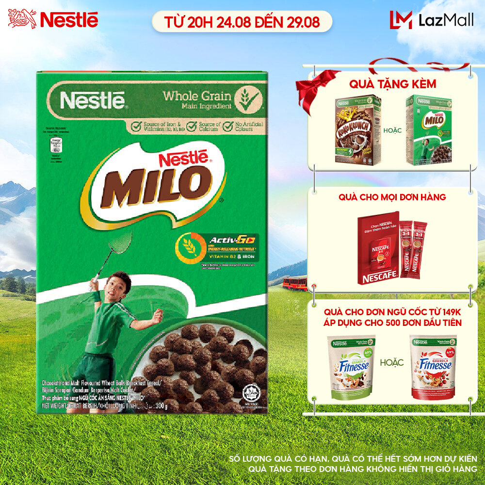 [quà tặng tháng 8 - mua 1 tặng 1 hộp ngũ cốc 150g] ngũ cốc ăn sáng milo (hộp 300g)