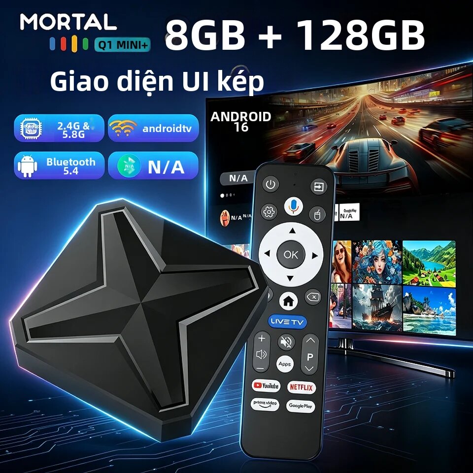 Hộp Giải Mã Truyền Hình Android 16 Phiên Bản Toàn Cầu 2026 Q1 MINI+ Giao Diện Kép Bluetooth 5.4 Wifi Kép 2.4G&5.8G Điều Khiển Bằng Giọng Nói