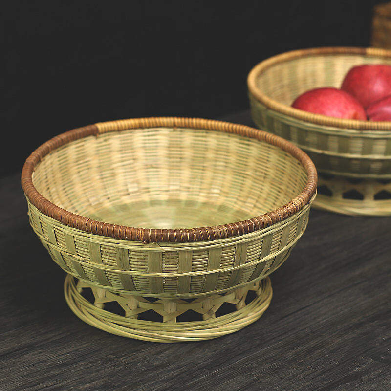 Giỏ Hoa Quả Đan Tre Giỏ Sản Phẩm Từ Tre Thủ Công Giỏ Màn Thầu Mây Giỏ Hoa Quả Giỏ Đựng Đồ Xanh Trúc Khay Bày Rau Gia Dụng
