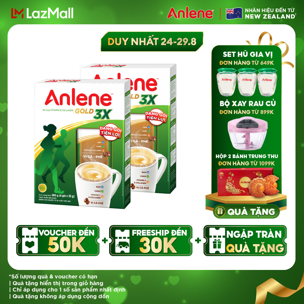 Combo 2 sữa bột anlene 3x vị cà phê hộp giấy 280g