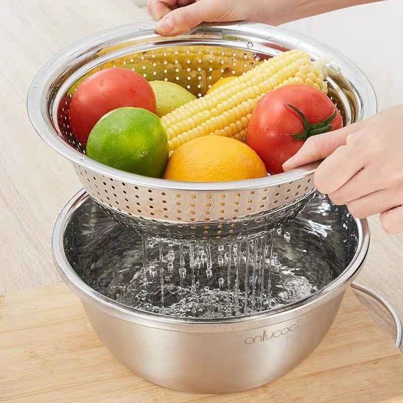 [HCM]Bộ thau rổ Inox SU304 - Onlycook TR62