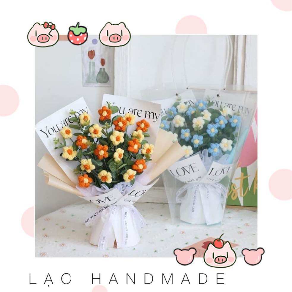Bó hoa bắp 10 bông bằng len nhiều màu bó sẵn