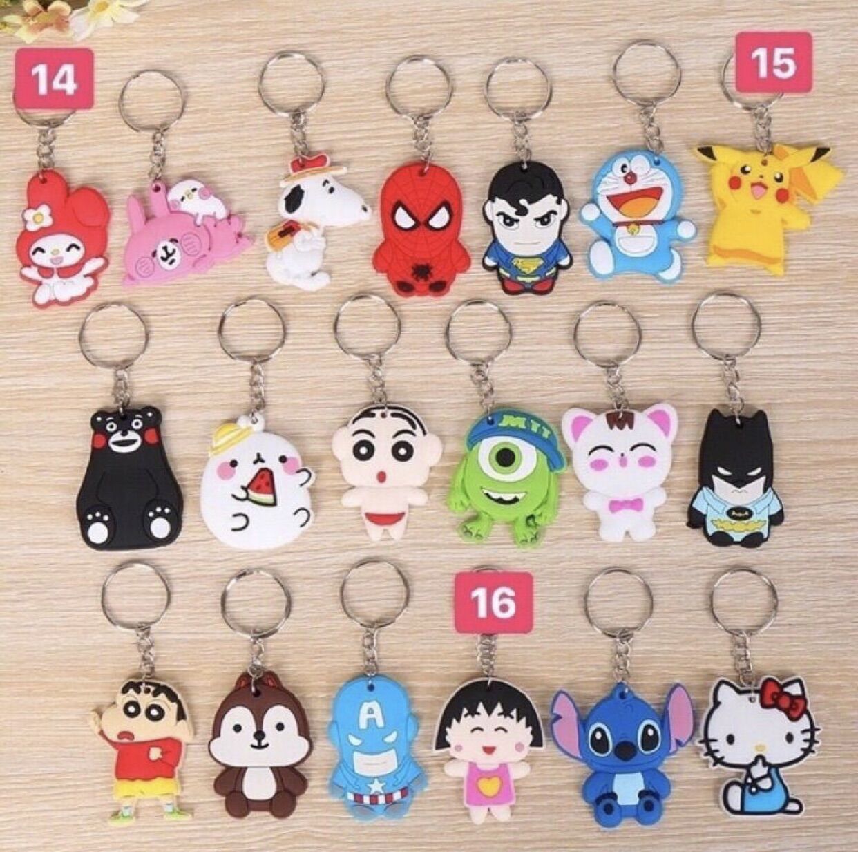 Combo 40 Móc Khoá Một Mặt Silicon Cute Dễ Thương Siêu Bền