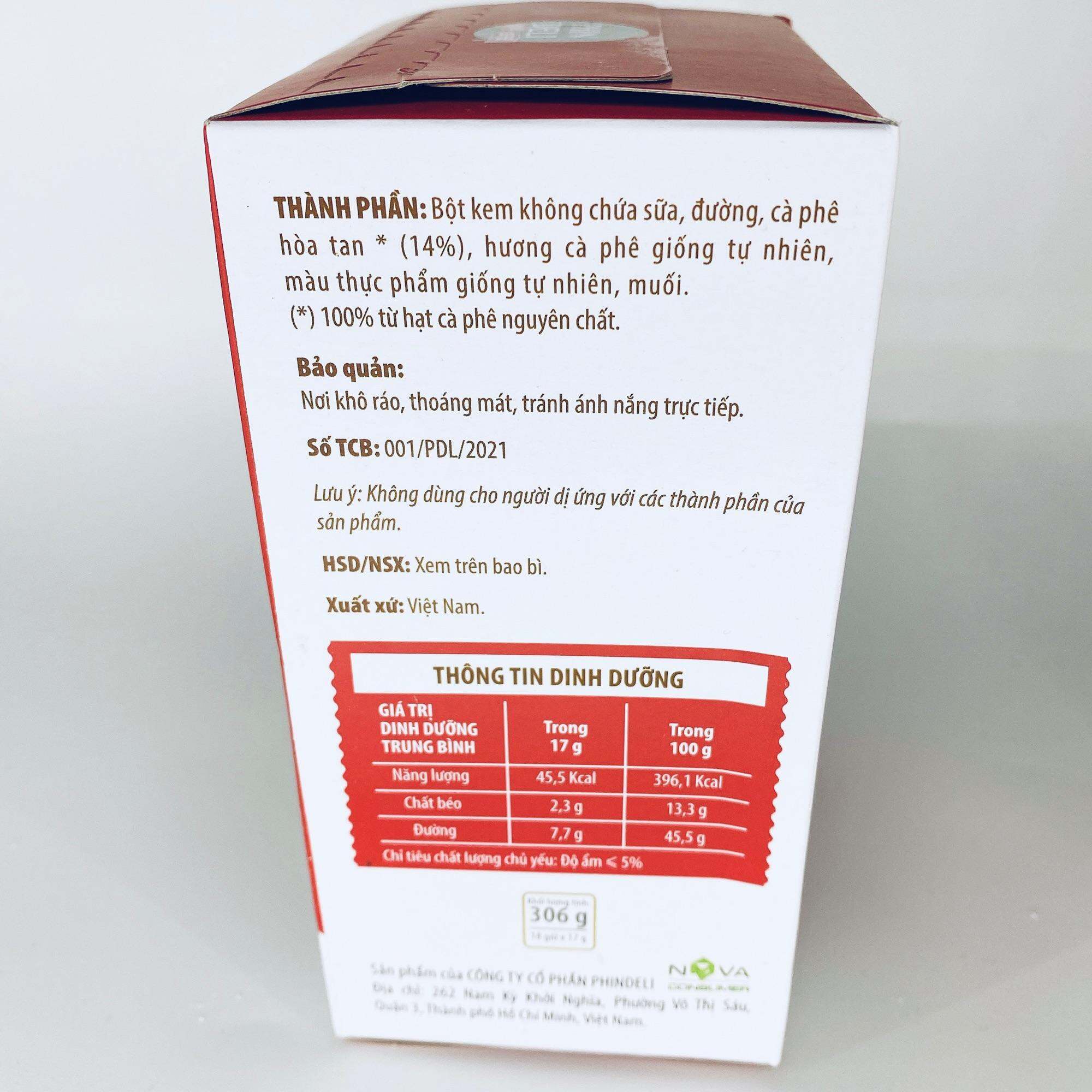 CÀ PHÊ HÒA TAN ĐẬM ĐÀ ] Hộp 18 gói (306g) cà phê thật phin 3 in 1 hòa tan PHIN DELI FINE COFFEE ( Date mới 12 tháng)-[ 12.12 Hot Deals