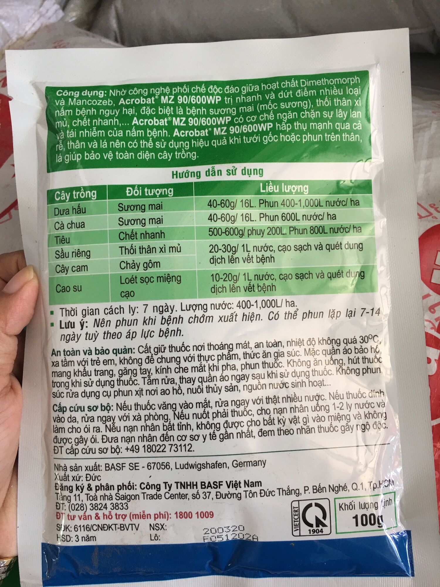 Thuốc Trừ Bệnh Sương Mai, Nứt thân Xì Mủ