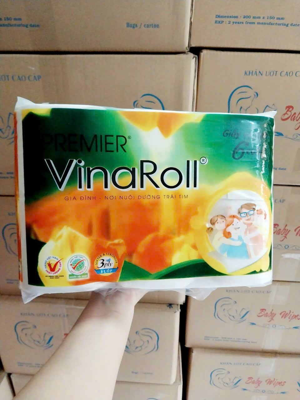 5 Cây Giấy VINAROLL , 6 CUỘN × 3 LỚP ( GIẤY VỆ SINH KHÔNG LỖI )
