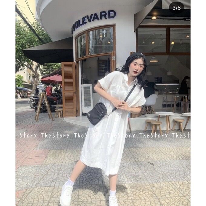 Váy Sơ Mi Xuông Tay Gấp Nhỏ