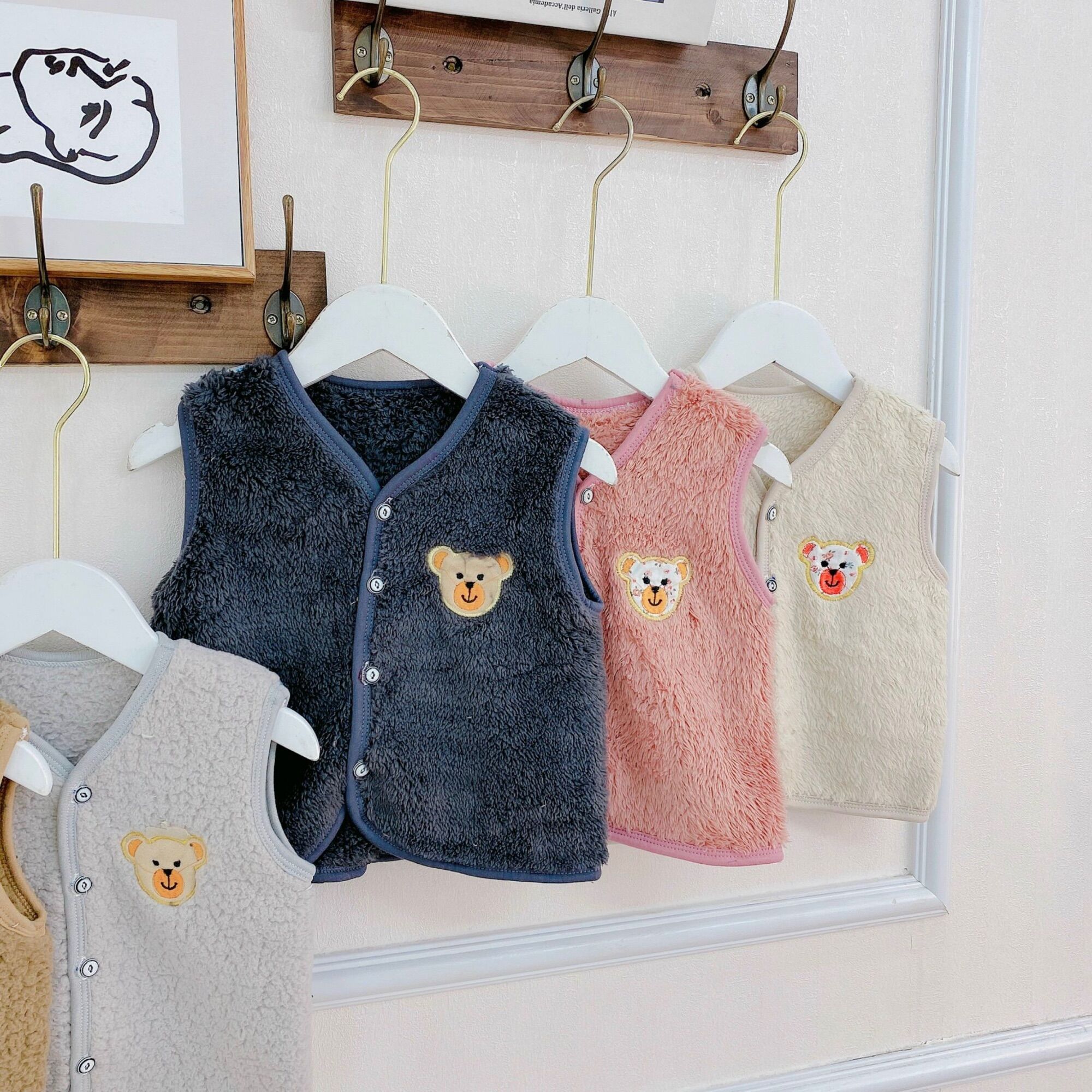 Áo gile lông cừu ấm áp cho bé size 3-8kg