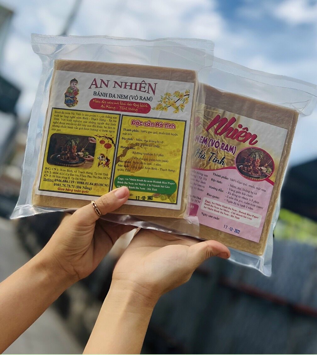 2 Bánh Đa Nem An Nhiên - Vỏ Ram Hà Tĩnh Loại Đặc Biệt Xấp 0.5Kg