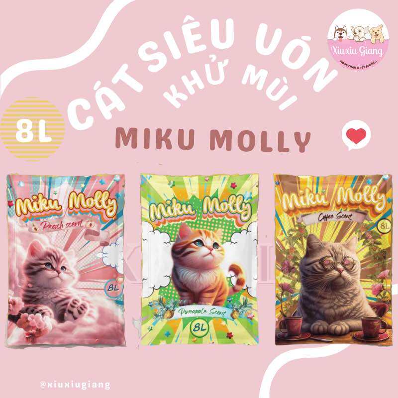 Cát Vệ Sinh Mèo Siêu Vón Cục Khử Mùi 8L Miku Molly - Xiuxiu Giang