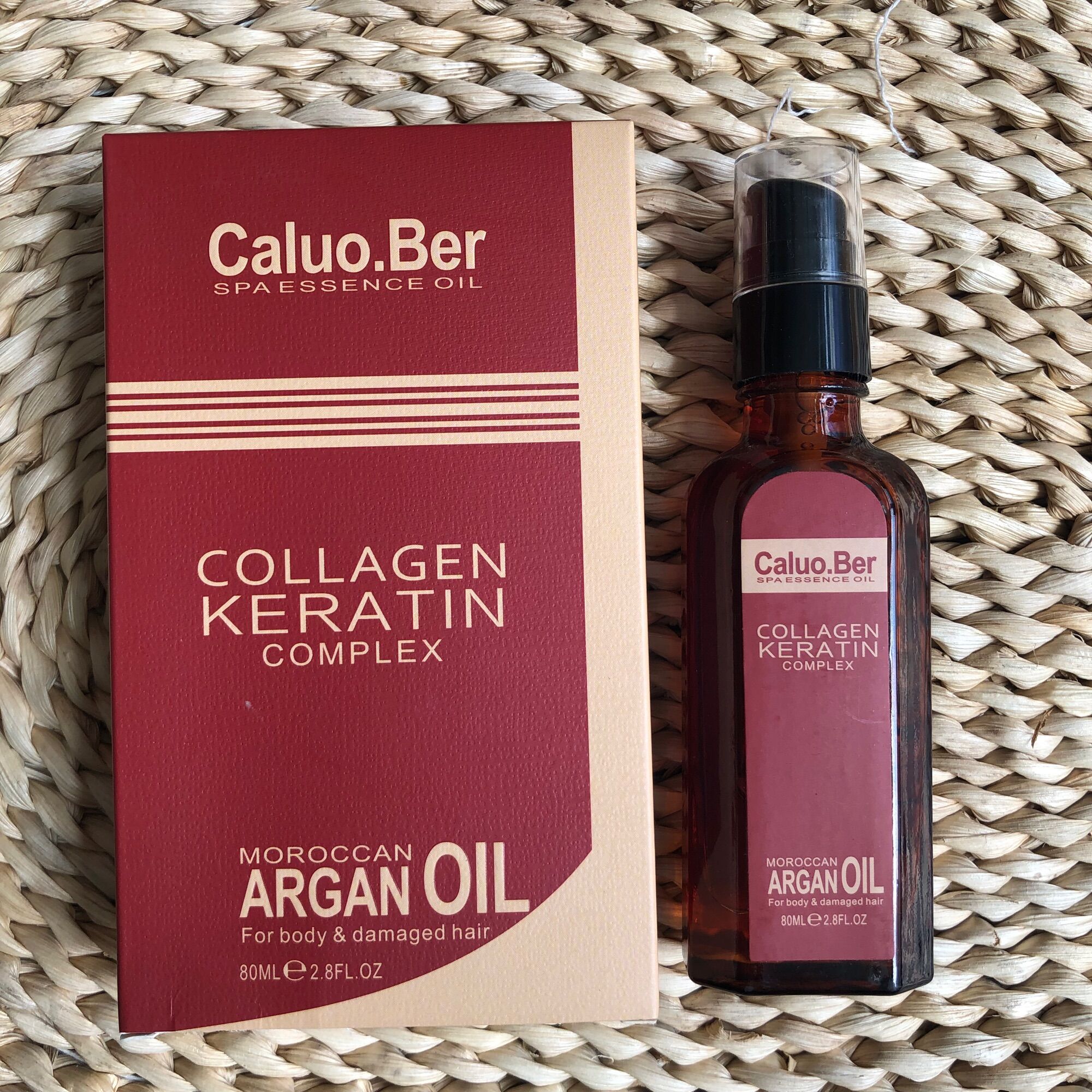 Tinh dầu Caluo.Ber Argan Oil Moroccan Collagen Keratin Complex dưỡng tóc bóng mượt 80ml