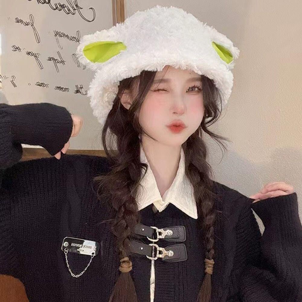 Mũ Bucket Len Tai Cừu Ngộ Nghĩnh Nón Tai Bèo Kèm Tai Đáng Yêu Chất Len Dày Giữ Ấm Đầu Nhiều Màu Hot Trend