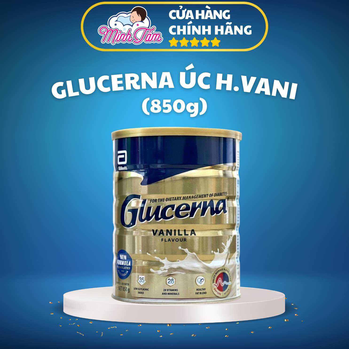 Sữa bột Glucerna Úc Dành Cho Người Tiểu Đường Hương Vani (850g)