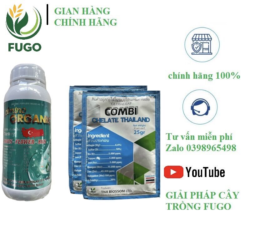 Phân bón hữu cơ nước thổ nhĩ kỳ và 2 gói combi chelate thailand