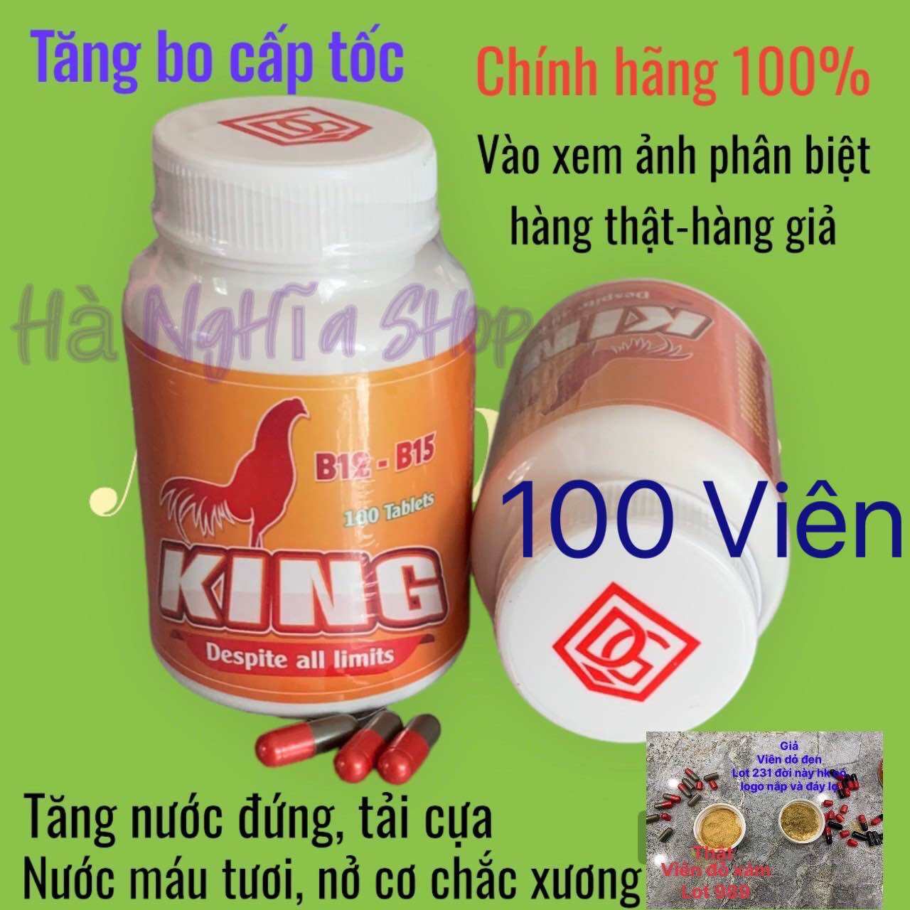 Thuốc nuôi gà đá tăng bo KING B12-B15 (vitamin) 100viên