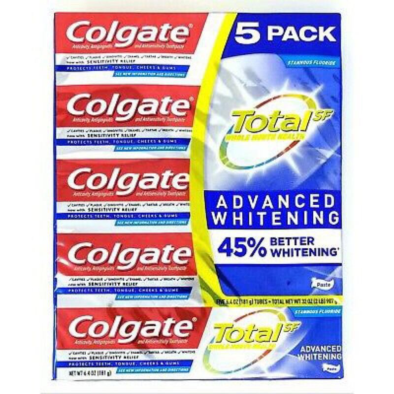 Kem đánh răng trắng sáng Col.gate Total Advanced Whitening 6X Better Stain Removal của Mỹ mỗi tupe 181gr