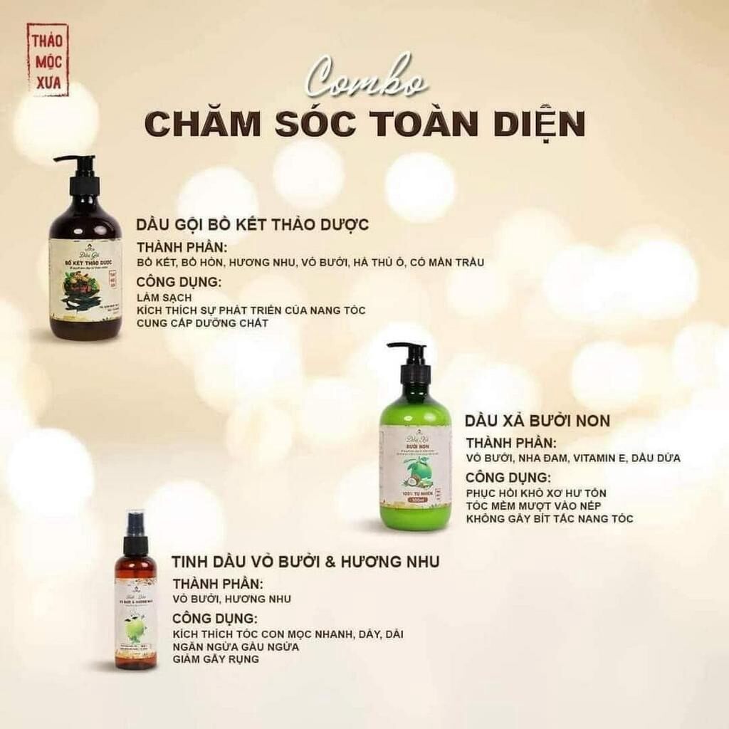 COMBO 3 Chai [ GỘI XÃ KÈM XỊT TÓC ] THẢO MỘC XƯA 500ML