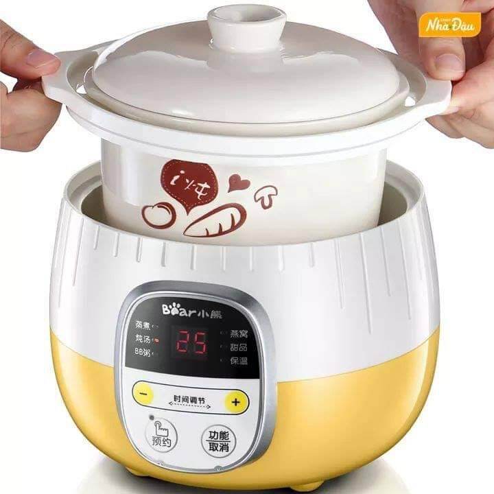 (BẢN QUỐC TẾ) Nồi nấu cháo Bear 0.8l có lồng hấp BH 18 tháng