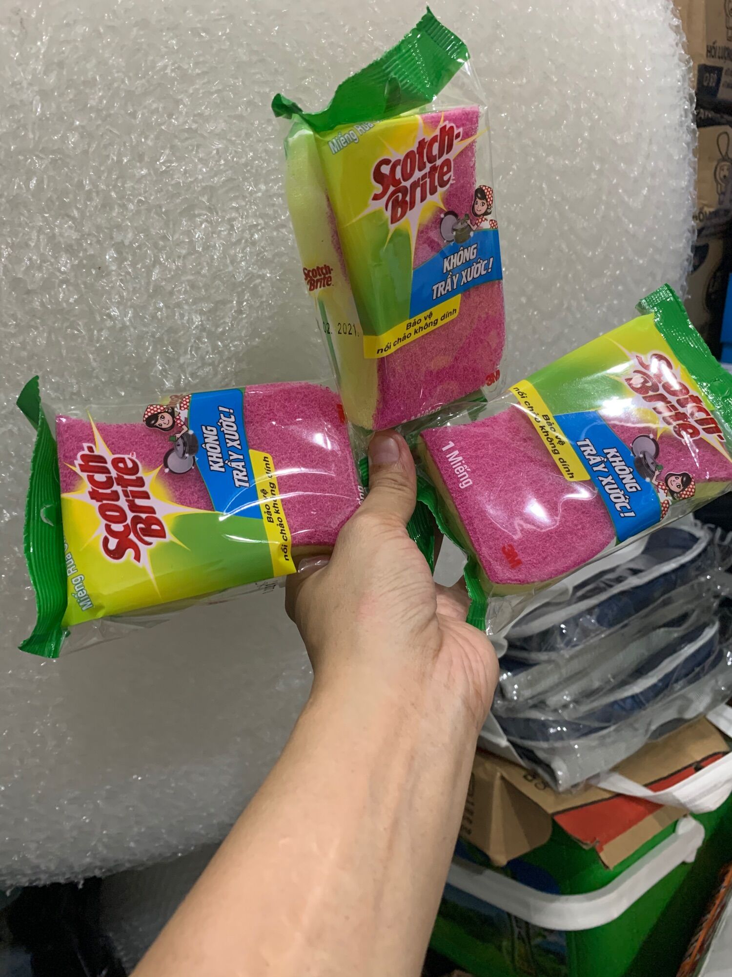 Miếng rửa chén scotch brite màu hồng