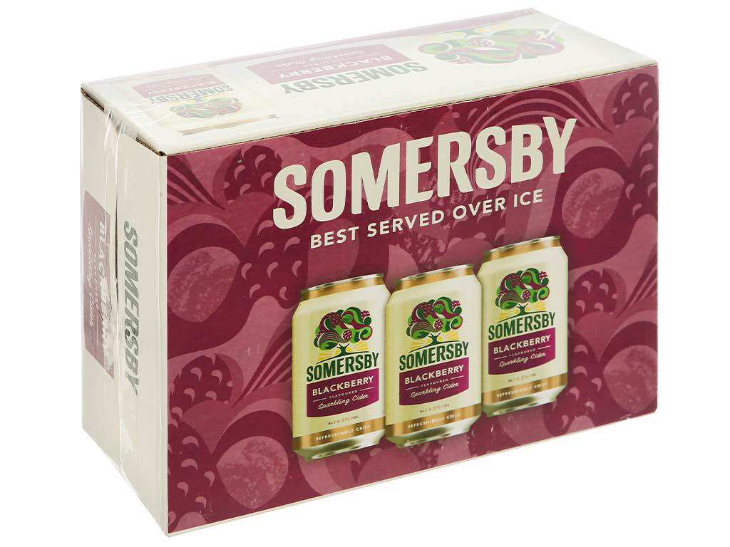 Thùng 12 lon Somersby Mâm xôi lên men (330mlx12 lon).