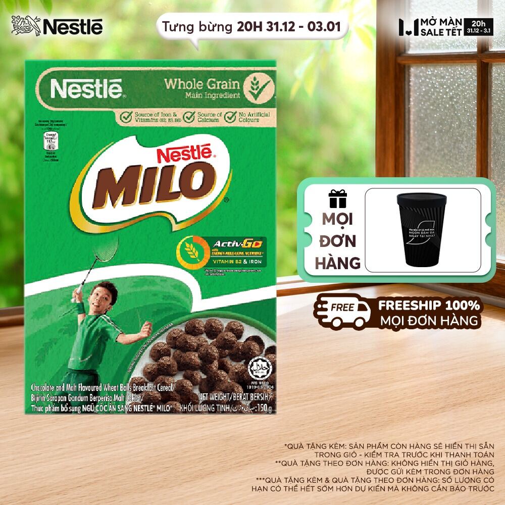   FREESHIP TOÀN QUỐC  Ngũ cốc ăn sáng MILO  Hộp 150g  