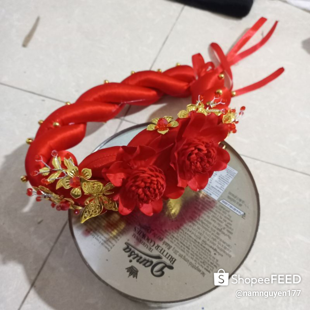Mấn mỹ nhân, mấn cô dâu hoa 3d trang trí hạt pha lê