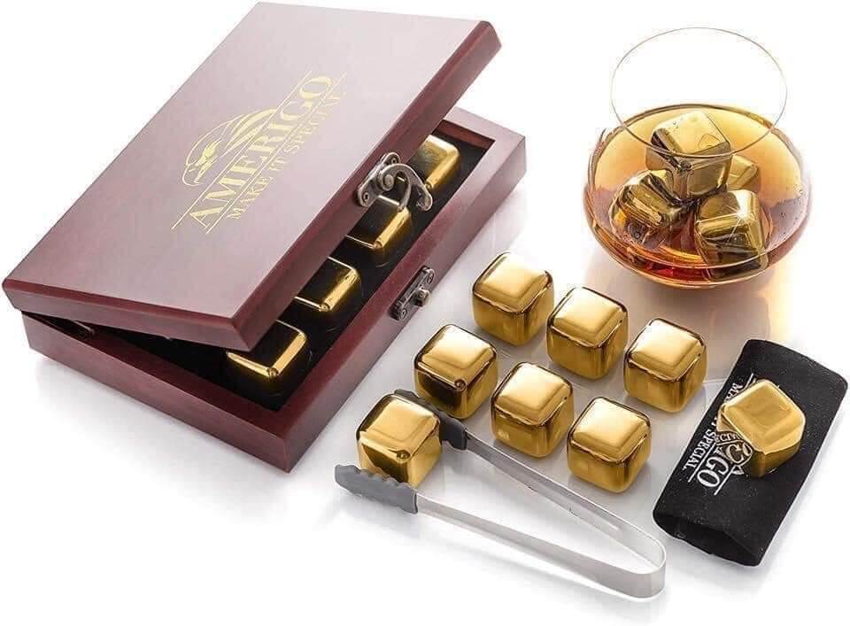 🇩🇪đá inox không tan màu đồng deluxe -
(set gồm 8 viên đá, 1 kẹp gắp đá, hộp gỗ lịch sự