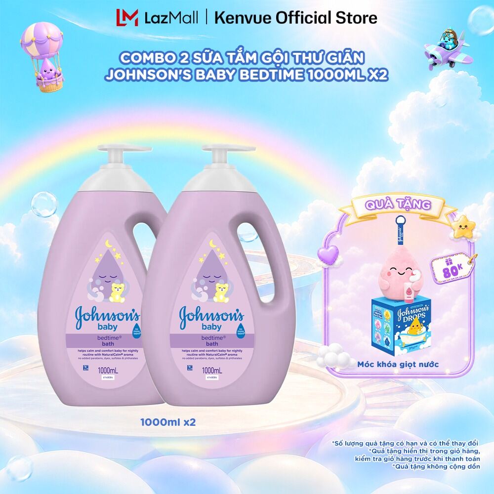 Combo 2 Sữa Tắm Gội Thư Giãn Johnsons Baby Bedtime 1000mlx2