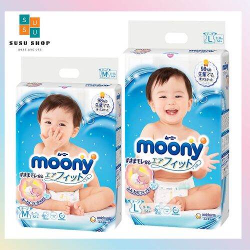 Bỉm moony cộng miếng nội địa nhật đủ size nb/s/m/l/xl
