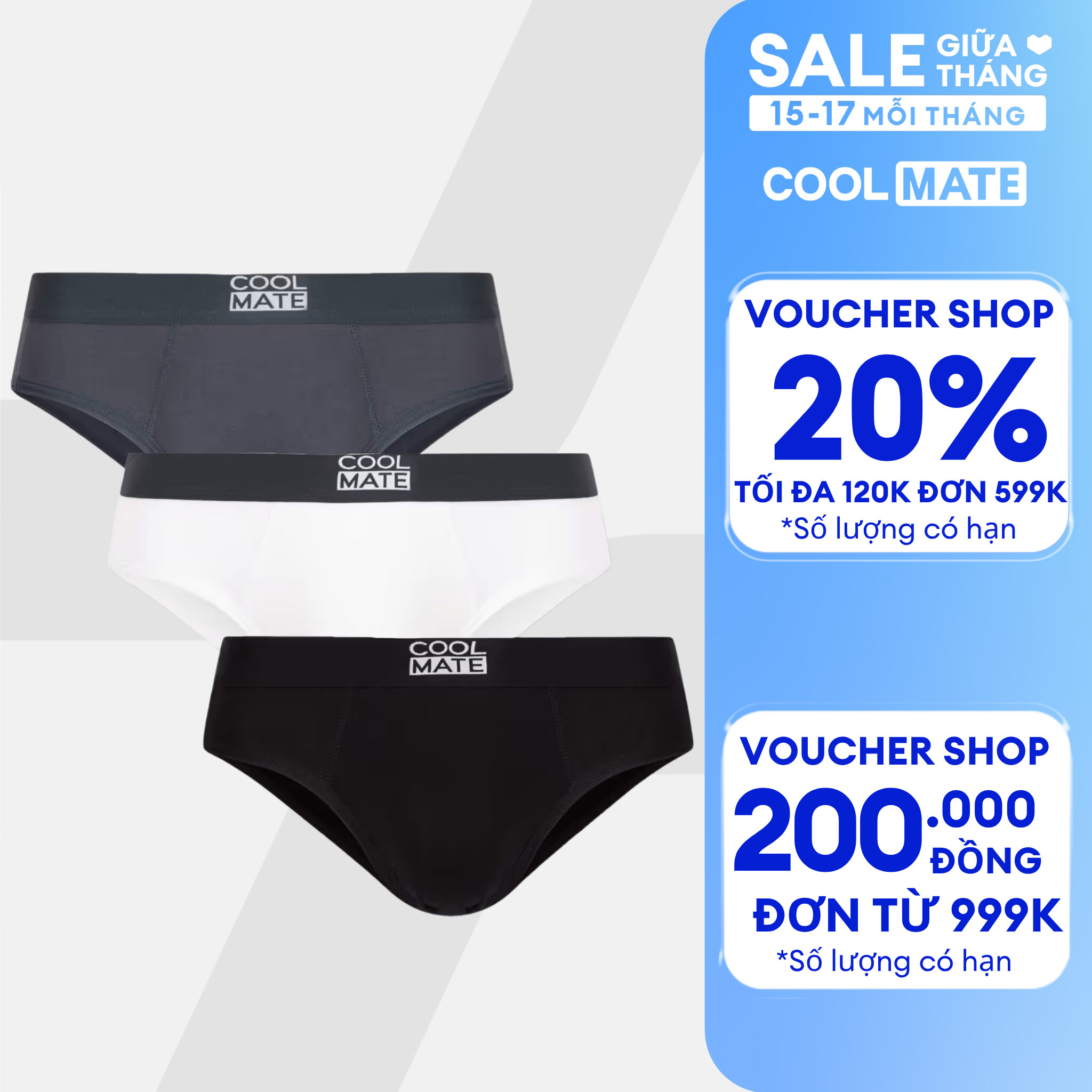 COMBO 3 Quần lót tam giác nam Brief Bamboo mềm mại, thám hút, kháng khuẩn Coolmate
